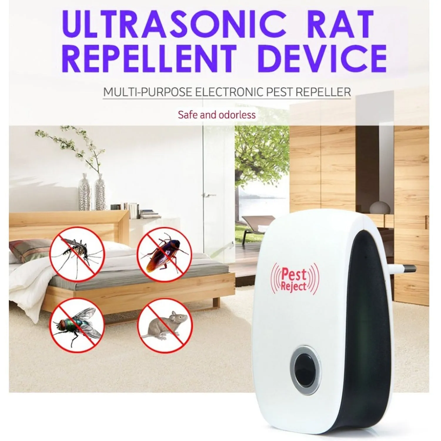 1260A Ultrasonic Pest Repeller to Repel Rats, Cockroach, Mosquito, Home Pest & Rodent