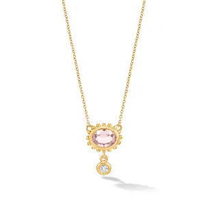 14k Gold Anemone Pendant with Morganite & Diamond