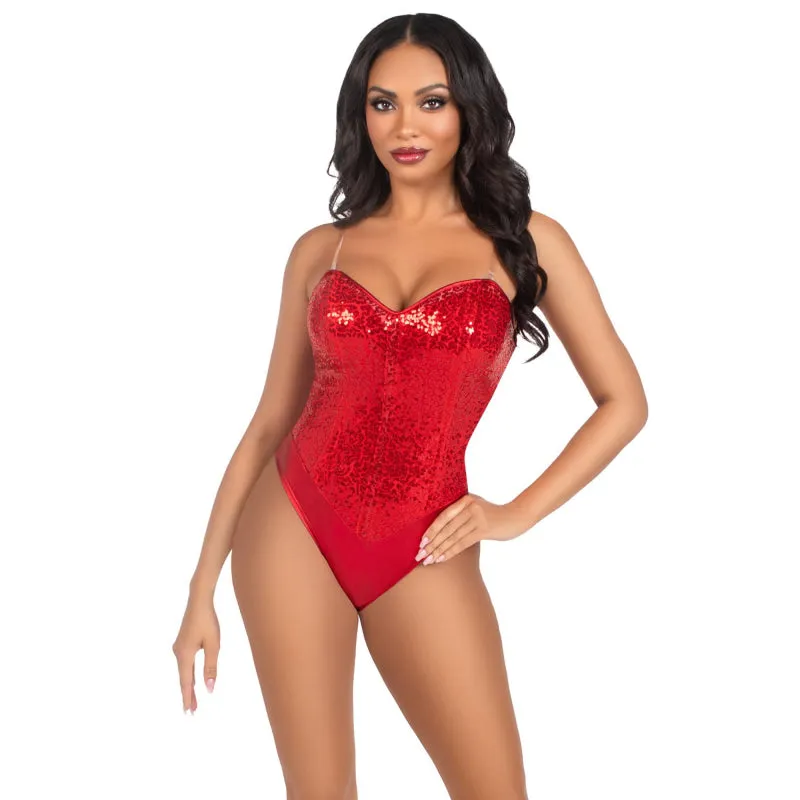 2 Pc Sequin Bodysuit - Large - Red