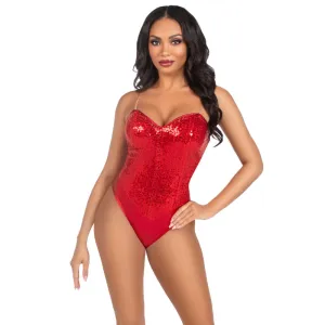 2 Pc Sequin Bodysuit - Large - Red