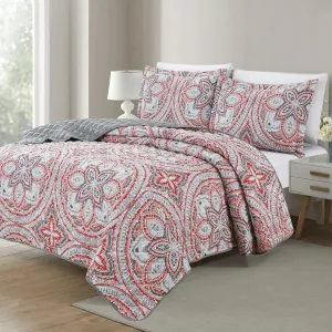 3-Piece Set: Bibb Home Printed Reversible Quilt Set