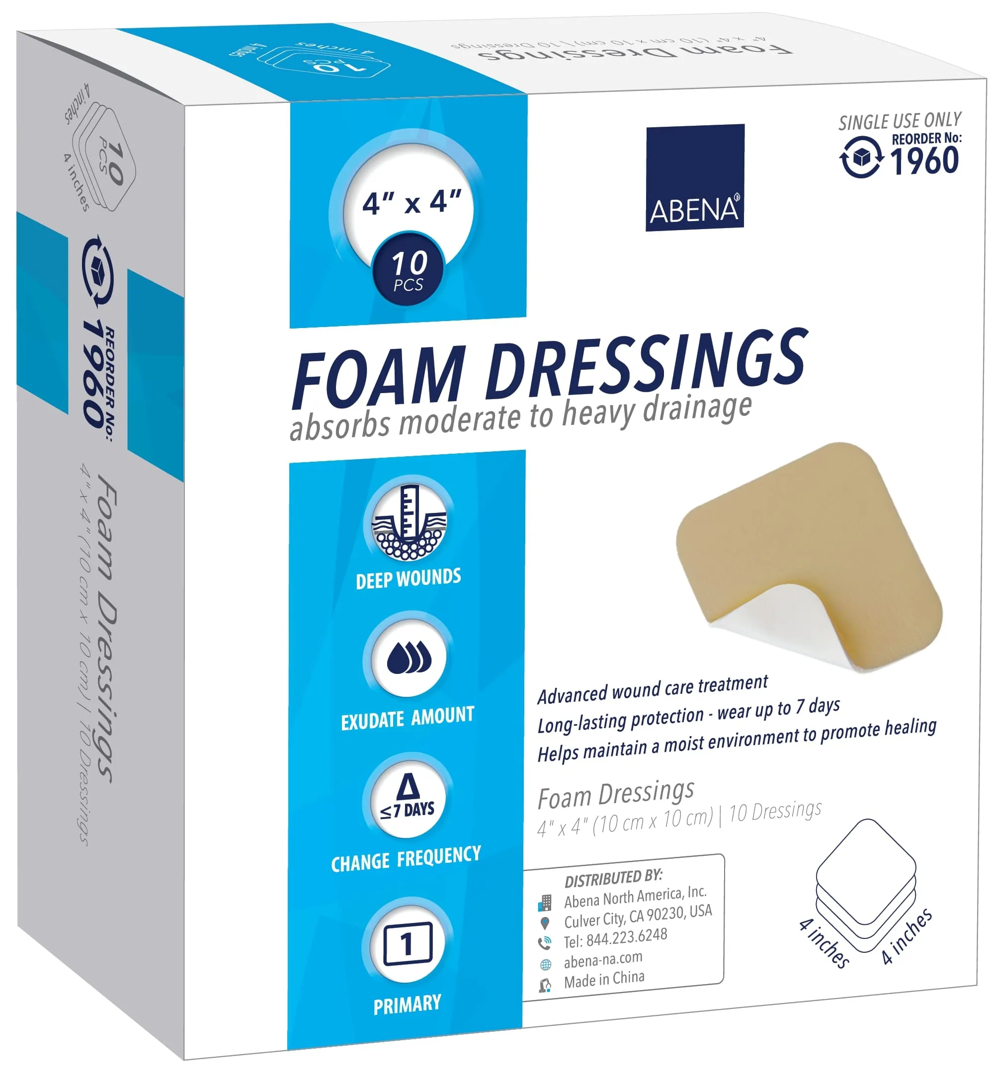 Abena 1960 Foam Dressing, Case of 100