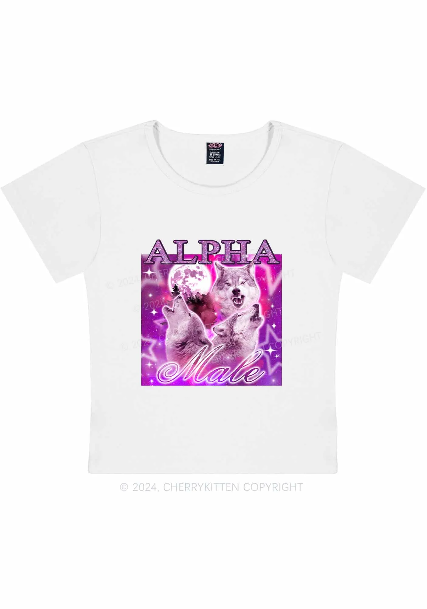 Alpha Male Wolf Y2K Baby Tee Cherrykitten