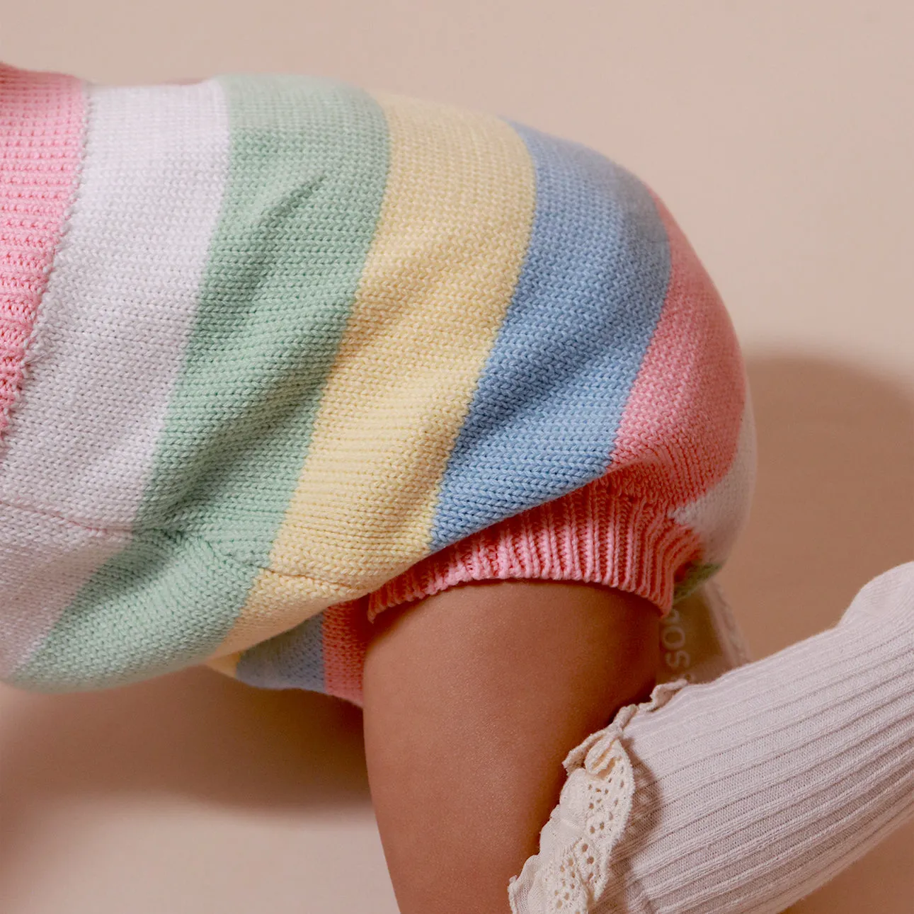 Baby Pastel Knit Striped Romper