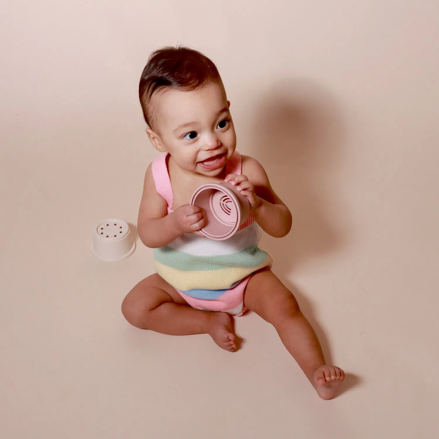 Baby Pastel Knit Striped Romper