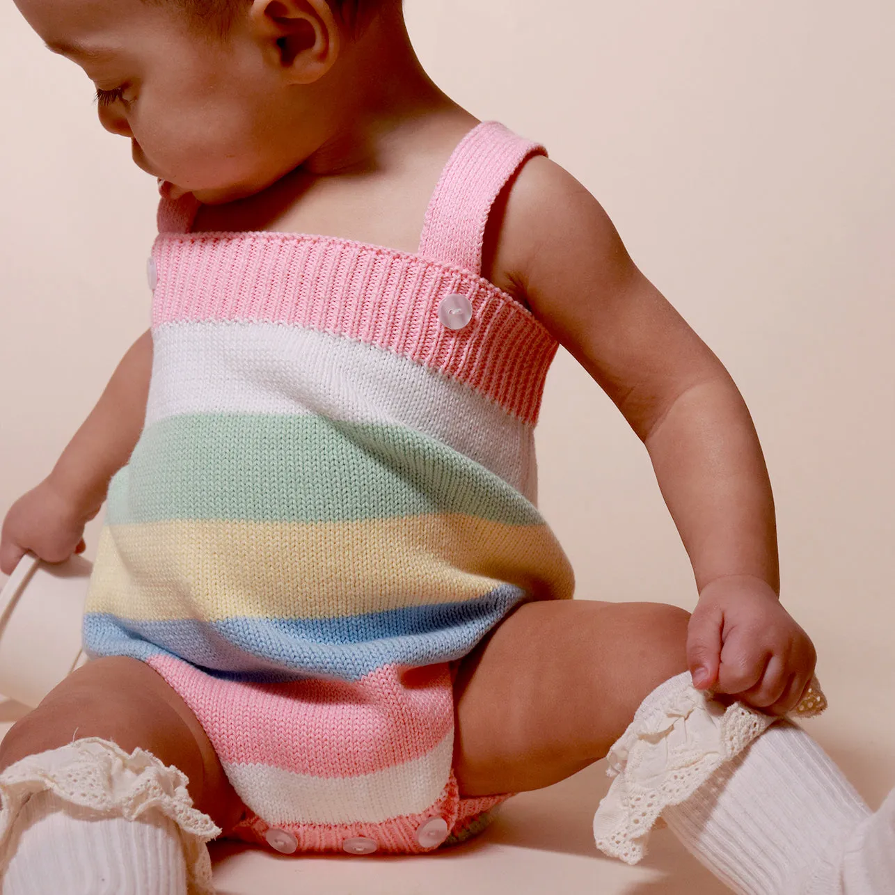 Baby Pastel Knit Striped Romper