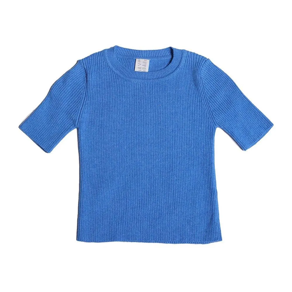 BABY SHORT SLEEVE RIBBED CREW NECK