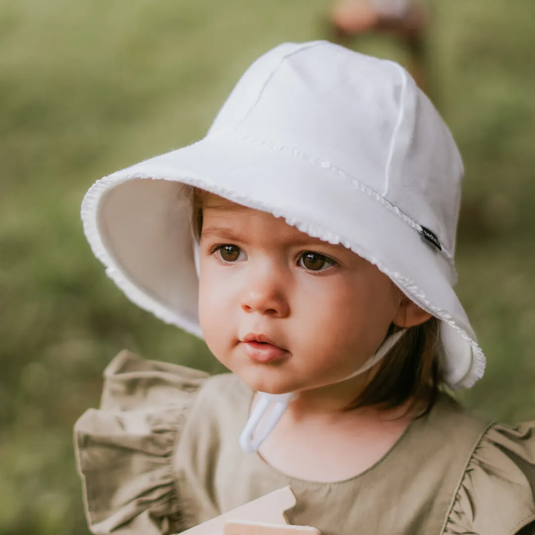 Bedhead Toddler Bucket Hat Ruffle Trim- White