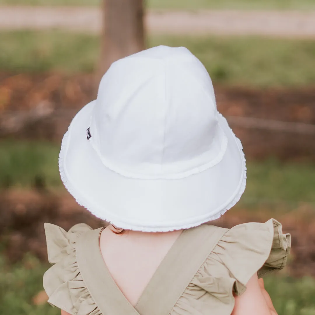 Bedhead Toddler Bucket Hat Ruffle Trim- White