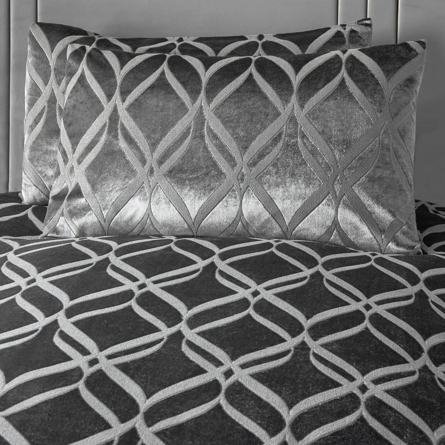 Belfort Slate Grey Velvet Duvet Set