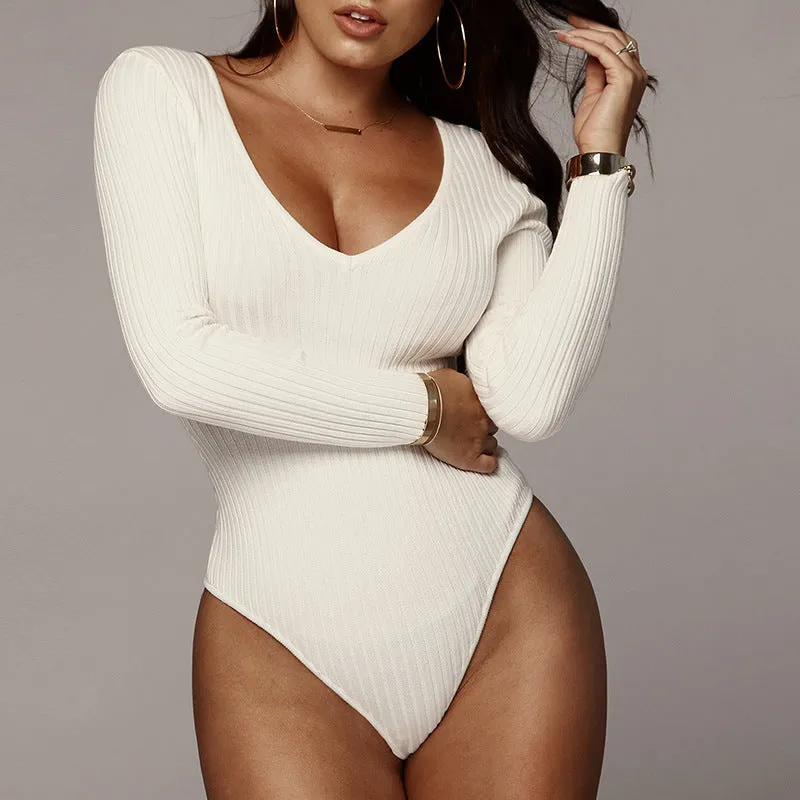 BH344  long sleeve knit lingerie bodysuits for women