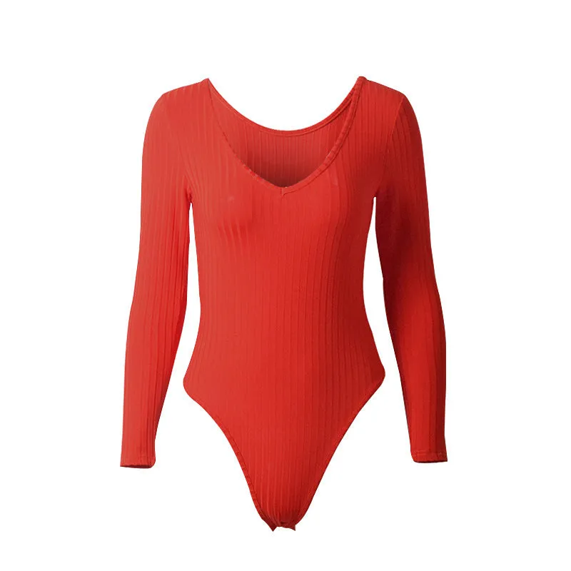 BH344  long sleeve knit lingerie bodysuits for women