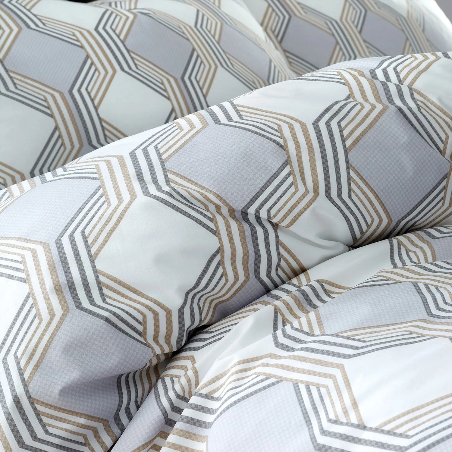 Bianca Atticus Grey Geometric Cotton Duvet Set