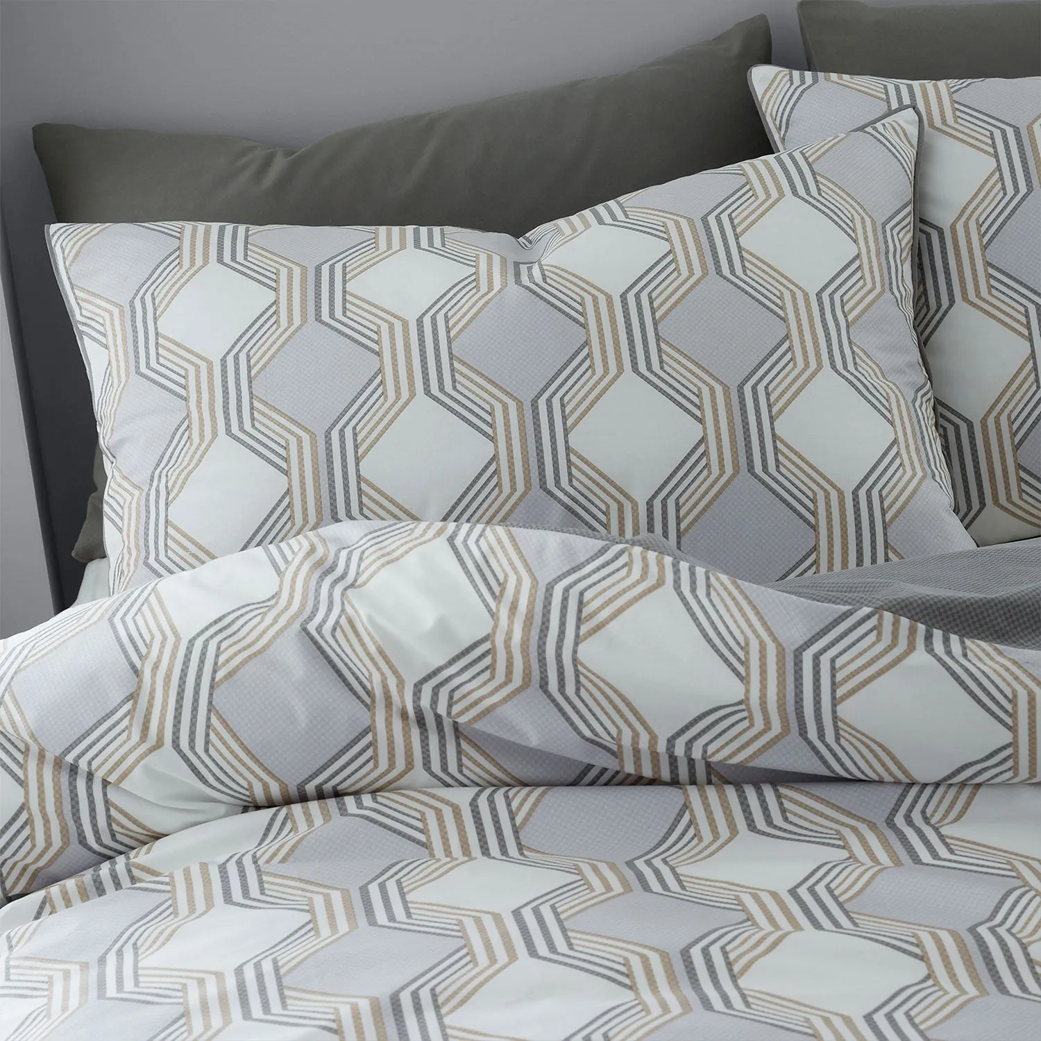 Bianca Atticus Grey Geometric Cotton Duvet Set