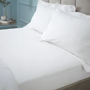 Bianca White 180 Thread Count Egyptian 100% Cotton Deep (34cm) Fitted Sheet