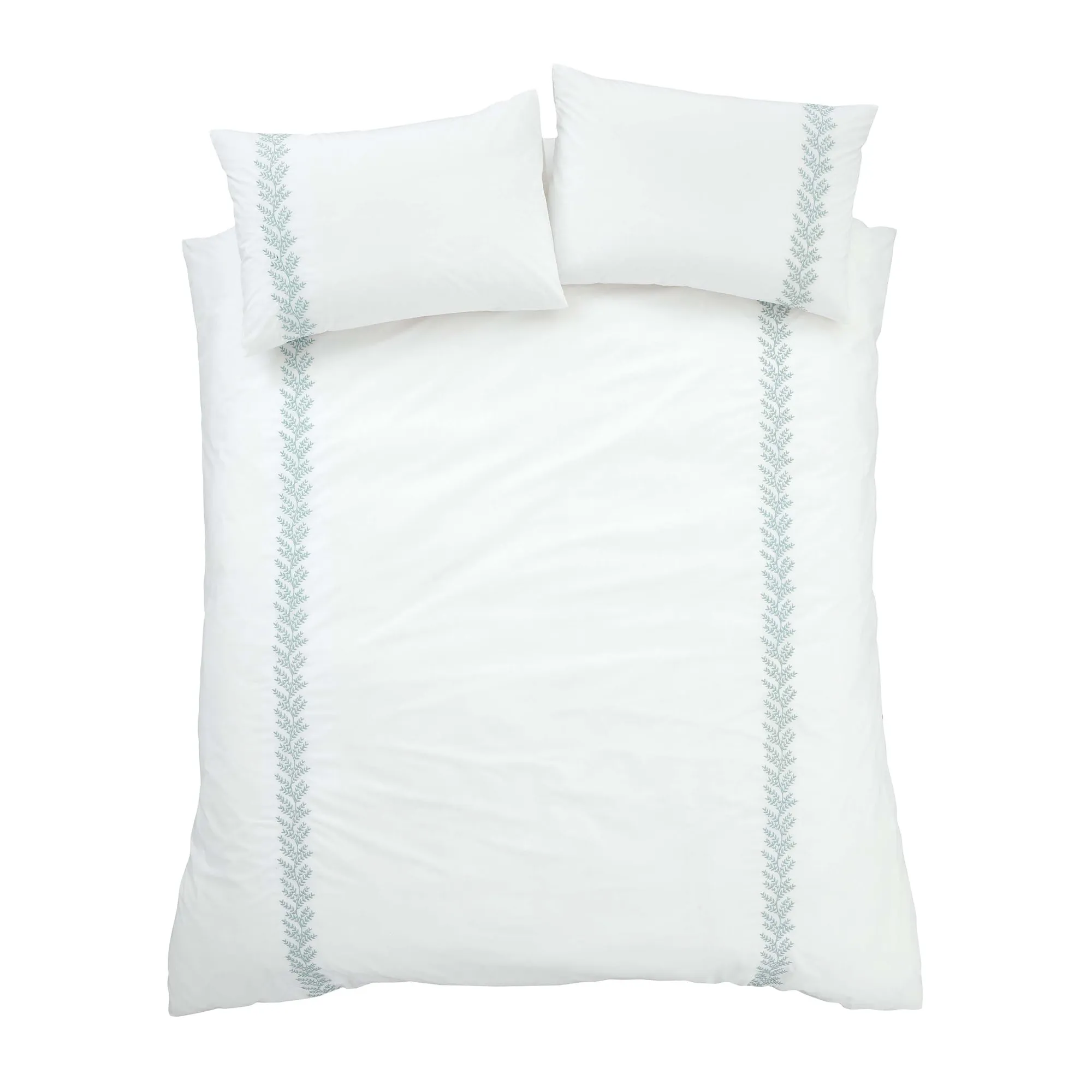 Bianca White Embroidery Leaf 100% Cotton Duvet Set