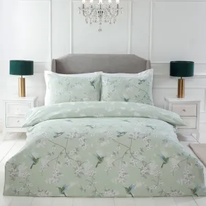 Blossom Bird Green Duvet Set