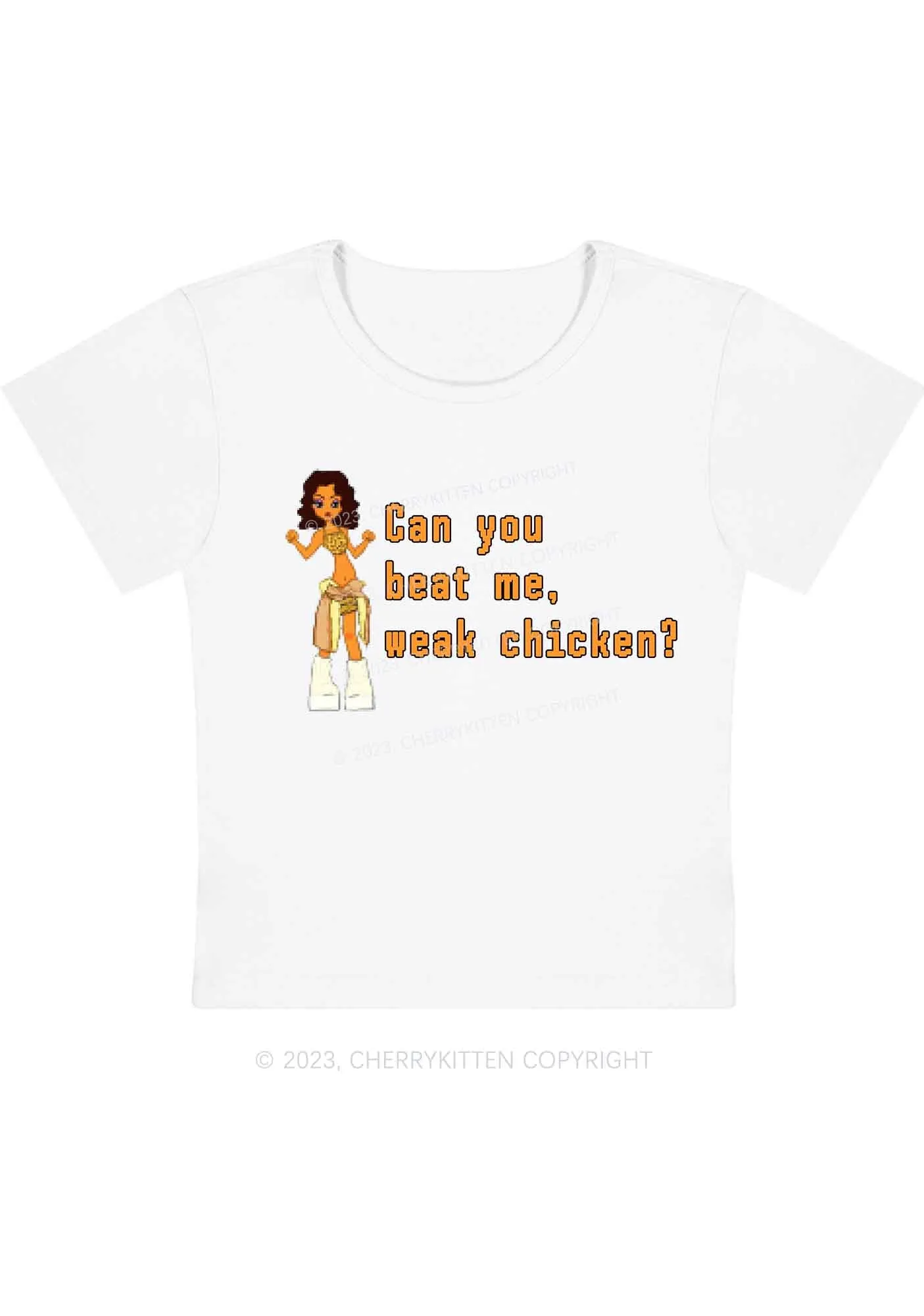 Can You Beat Me Y2K Baby Tee Cherrykitten