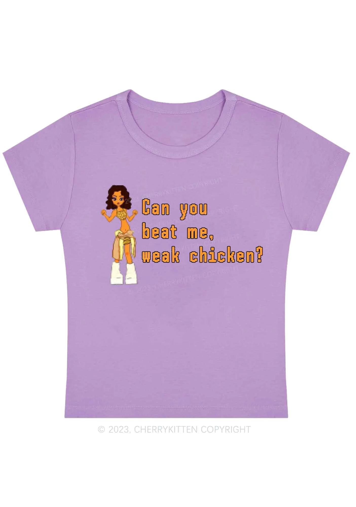 Can You Beat Me Y2K Baby Tee Cherrykitten