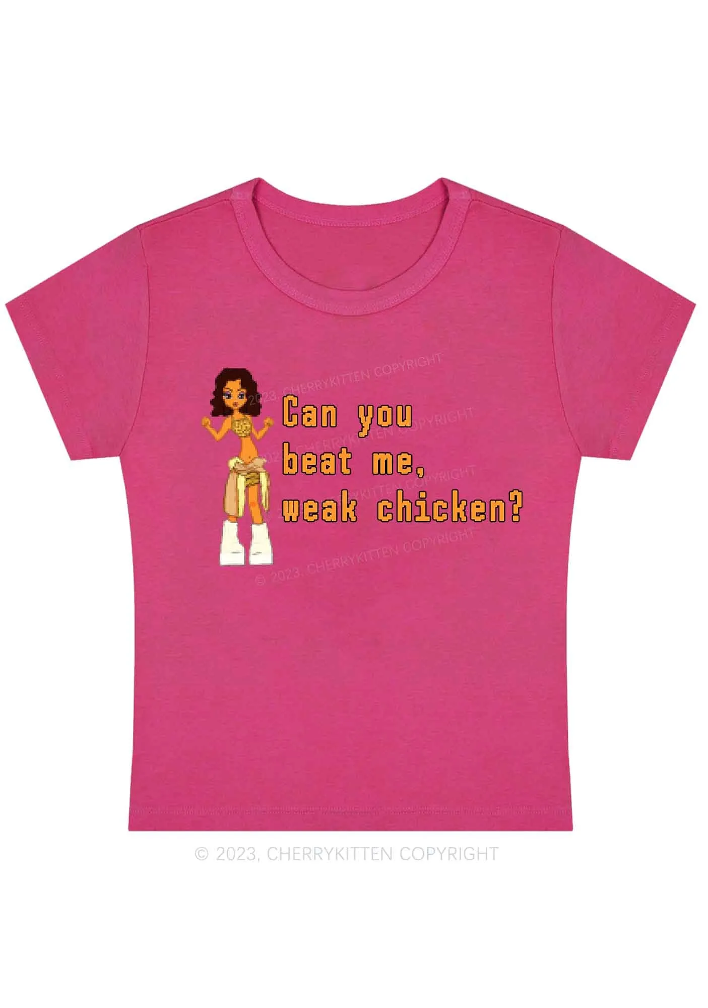 Can You Beat Me Y2K Baby Tee Cherrykitten