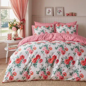 Cath Kidston Archive Rose Red 100% Cotton Duvet Set