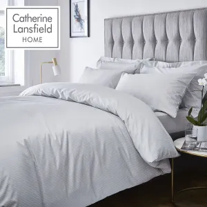 Catherine Lansfield Grey Satin Stripe 300 TC Duvet Set