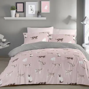 Cats Blush Reversible Duvet Set