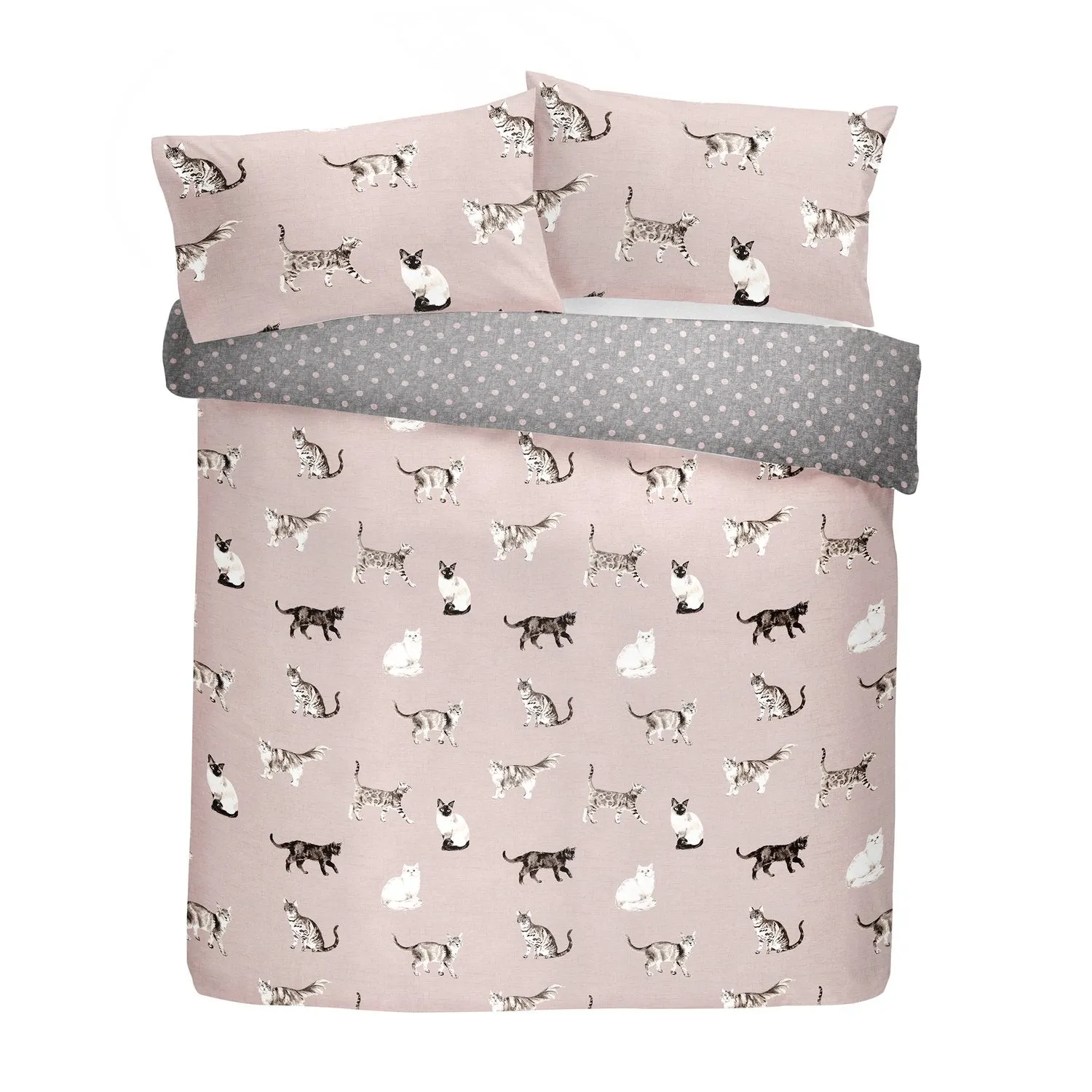 Cats Blush Reversible Duvet Set