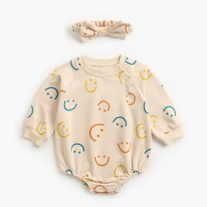 Colorful Smiley Onesie With Headband