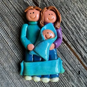 Couple with Newborn Baby Christmas Ornament