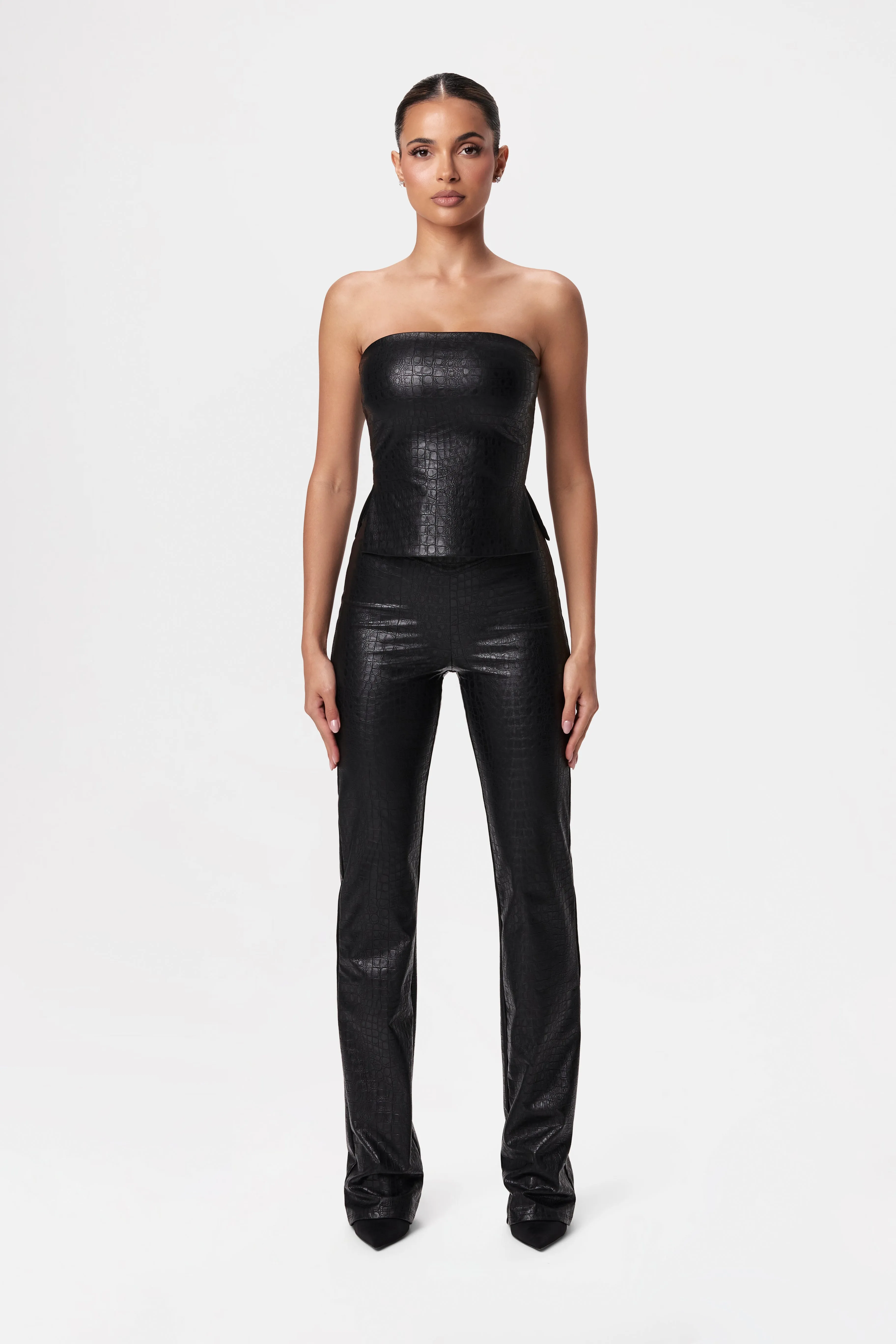 Croc Vegan Leather Bootcut Pants