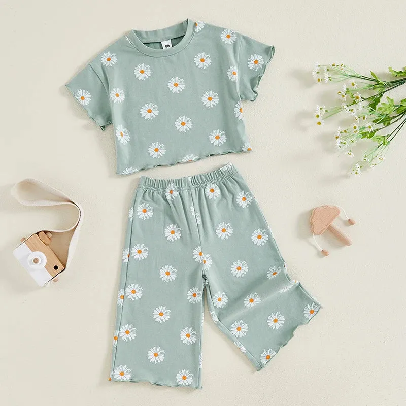 Daisy Print Tee & Wide Leg Trousers Set