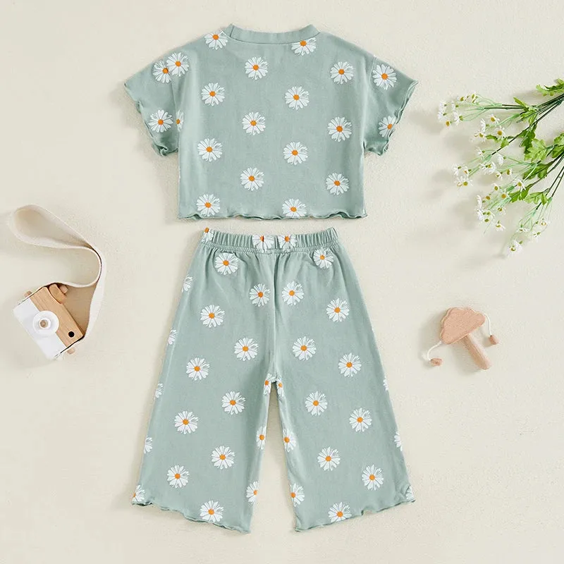 Daisy Print Tee & Wide Leg Trousers Set