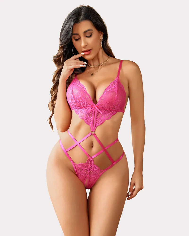 Deep V Teddy Cut Out One Piece