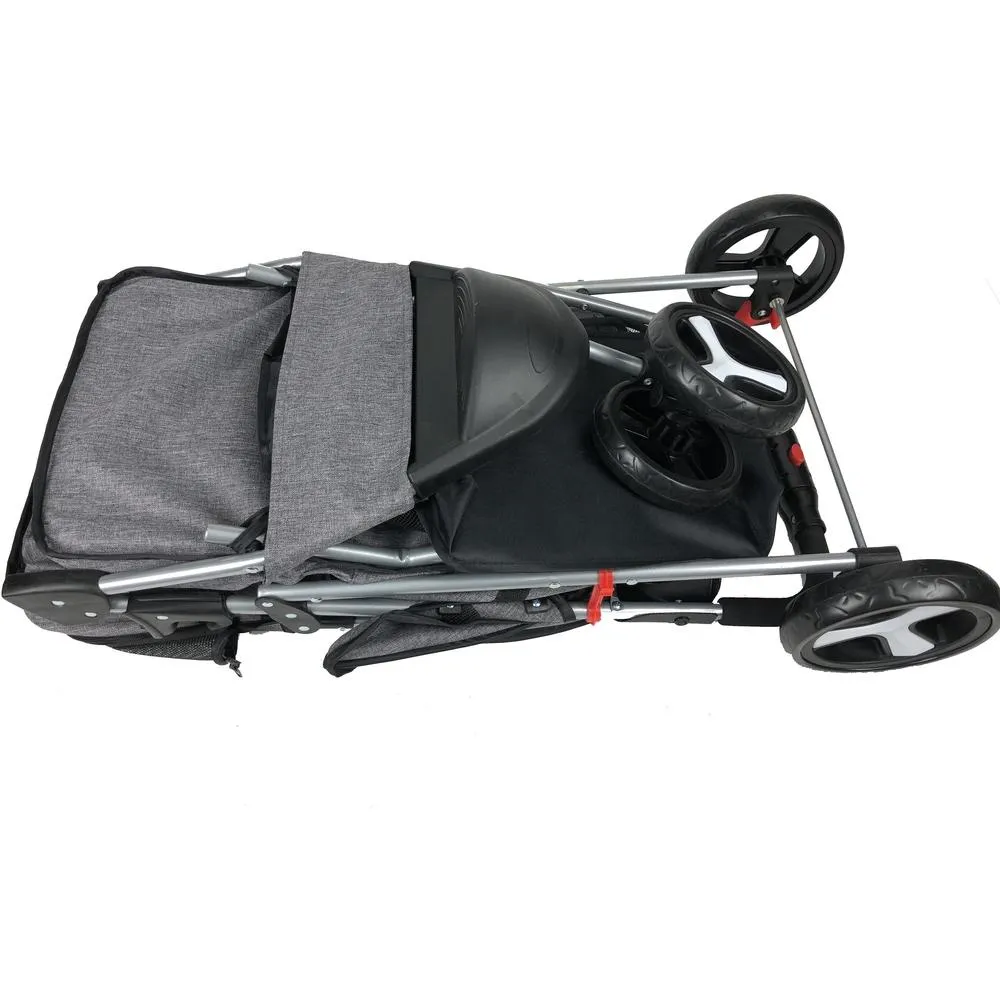 Dogline Gray Casual Stroller   Removable Cup Holder Dog Carrier