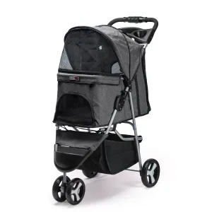 Dogline Gray Casual Stroller   Removable Cup Holder Dog Carrier