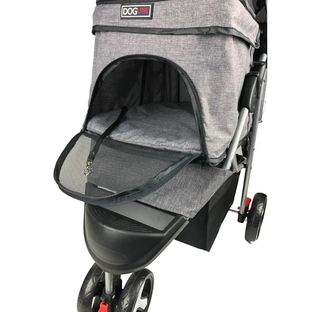 Dogline Gray Casual Stroller   Removable Cup Holder Dog Carrier