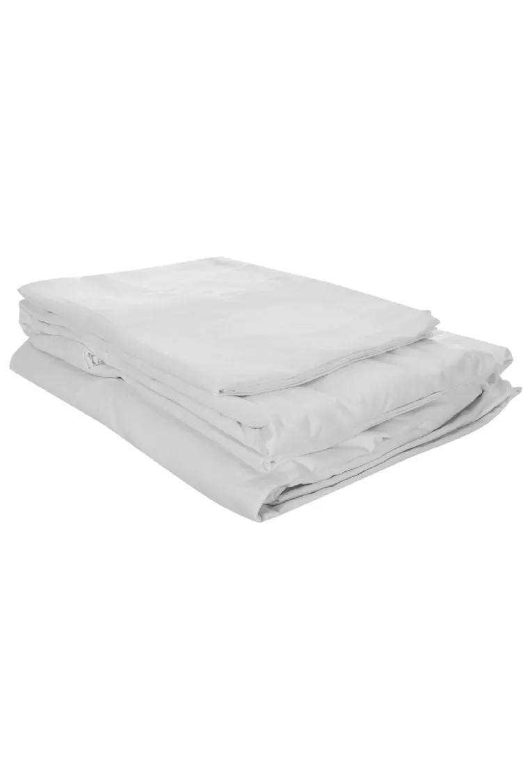 Earth Series Fitted and Flat Bed Sheet King 90 x 108" with 2piece Pillow Case - Plain White