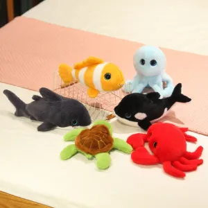 ELAINREN 5PCS Ocean Animals Plush Whale Shark Toy Cute Stuffed Octopus Turtle and Crab Toy Gifts