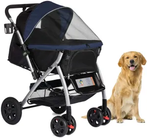 Heavy Duty Dog Stroller, Pet Stroller with Convertible Compartment