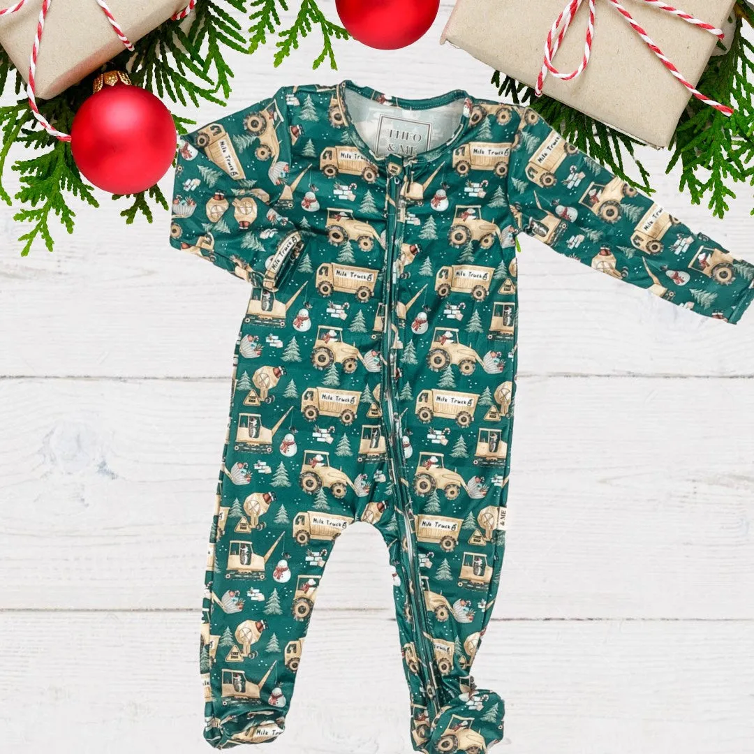 Holiday Zippies Sleepers - Green Construction Christmas