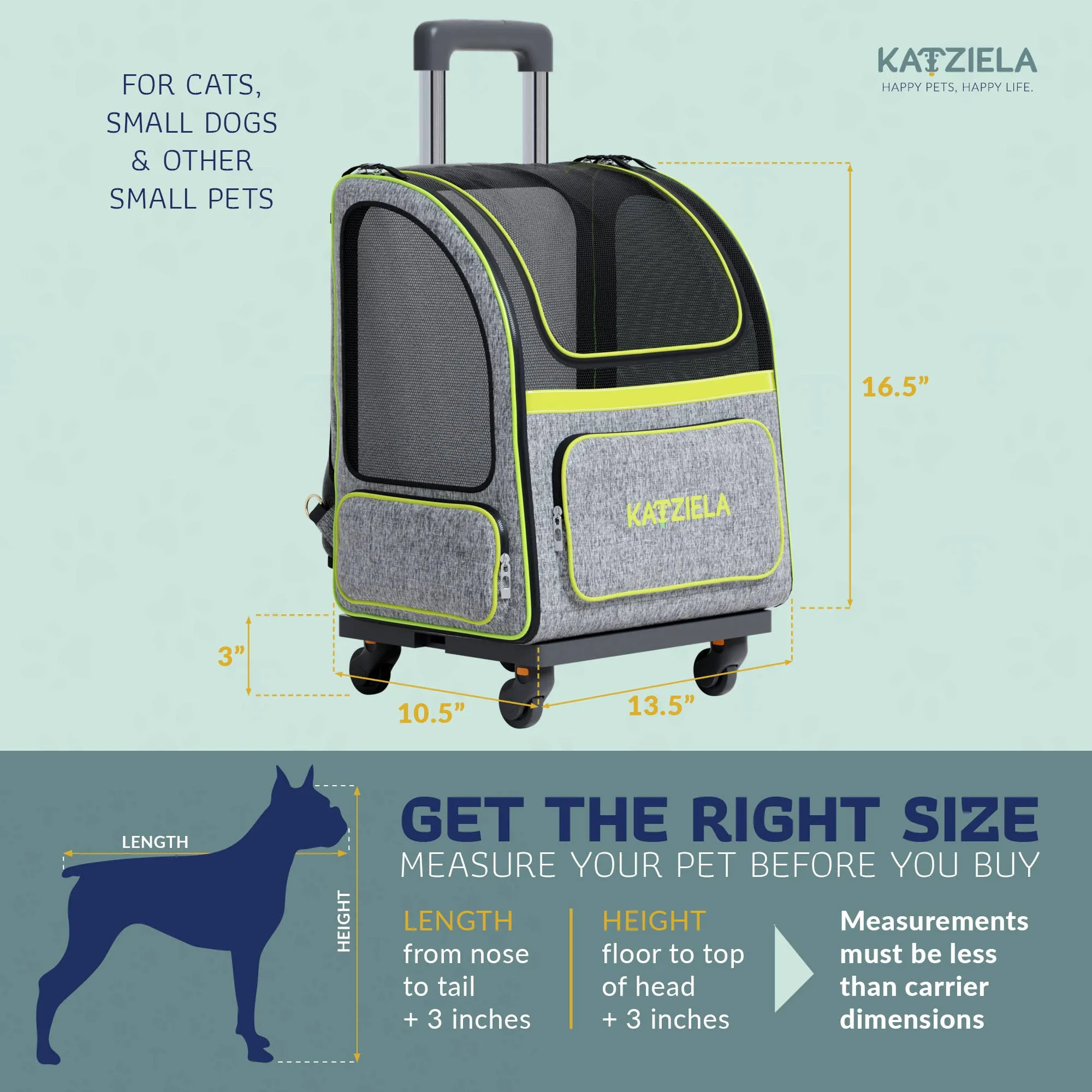 Katziela Hybrid Adventurer Backpack With Wheels Pet Carrier