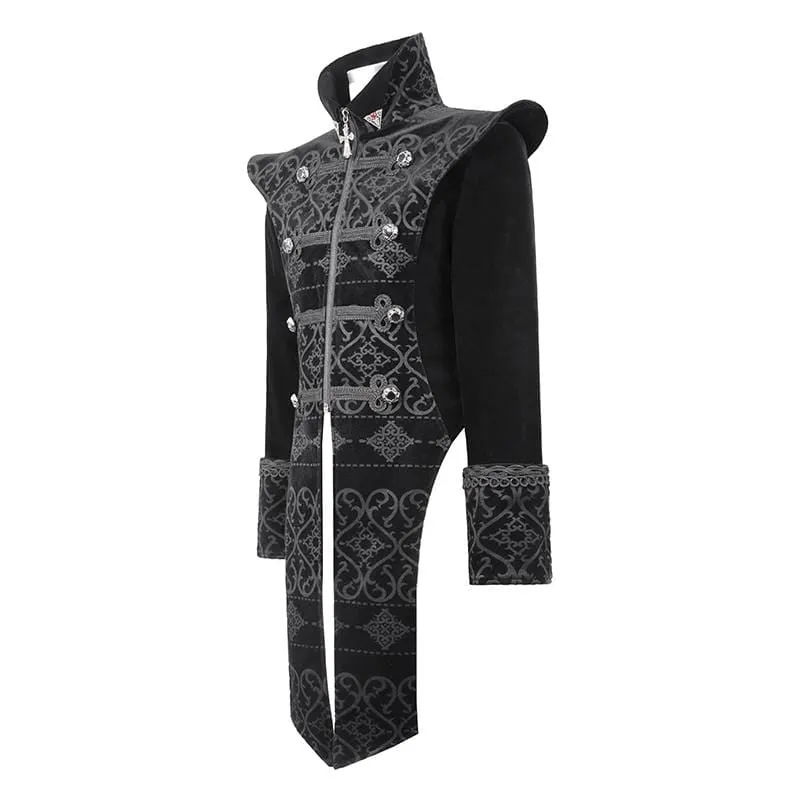 Men's Gothic Stand Collar Jacquard Cross Coats