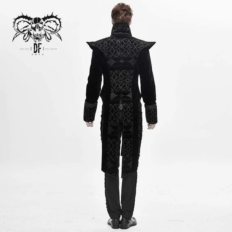 Men's Gothic Stand Collar Jacquard Cross Coats