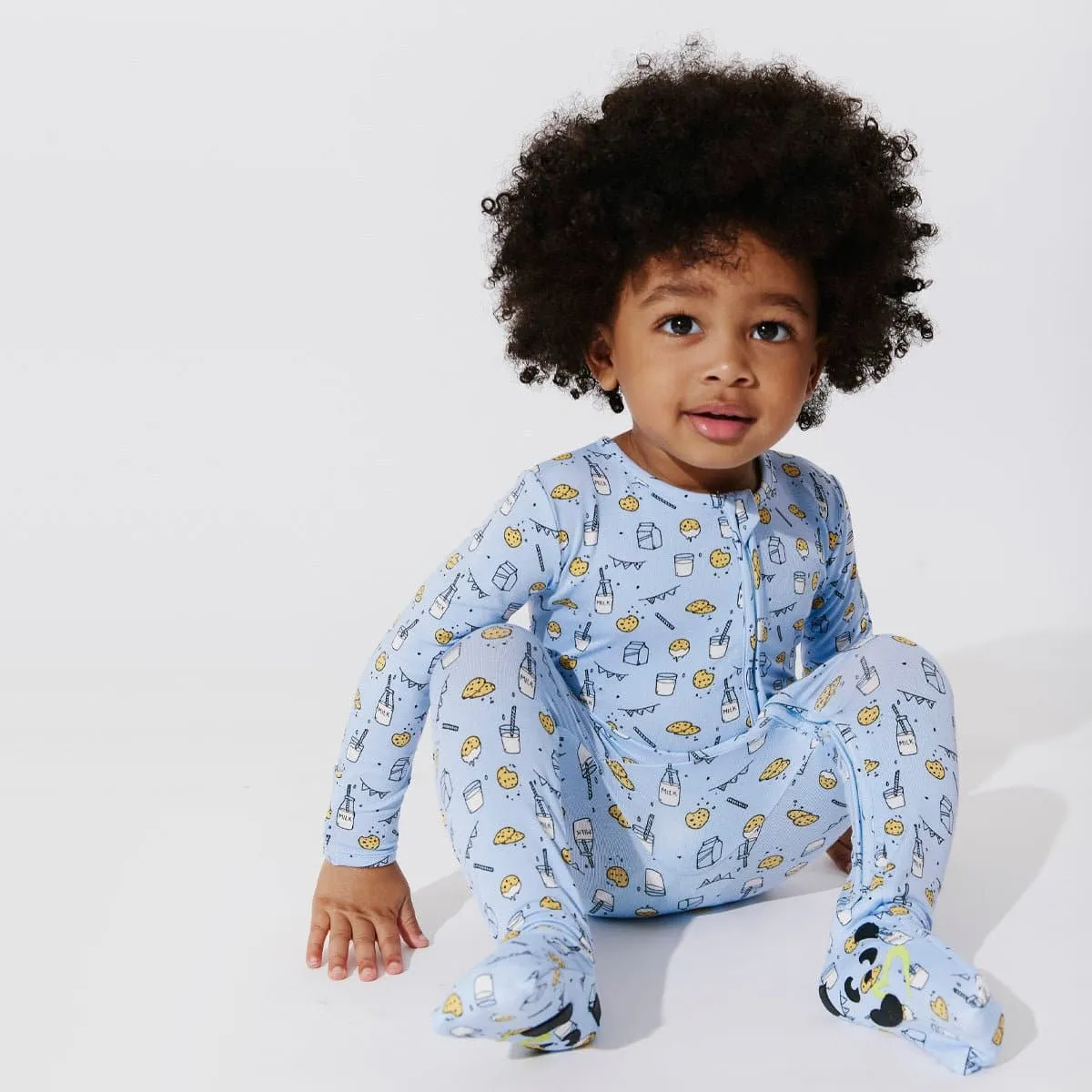 Milk and Cookies Blue Bamboo Convertible Footie