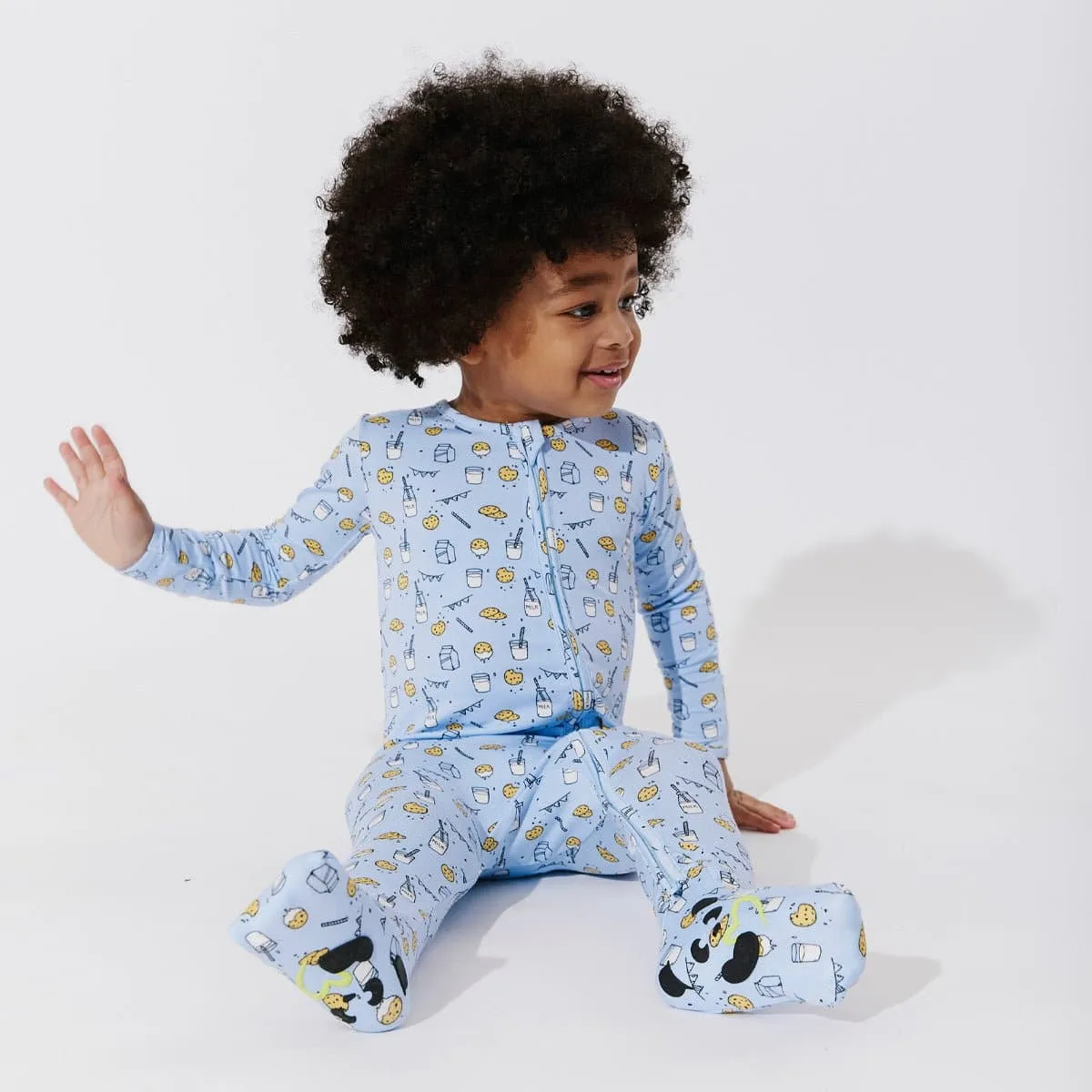 Milk and Cookies Blue Bamboo Convertible Footie