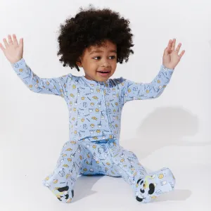 Milk and Cookies Blue Bamboo Convertible Footie