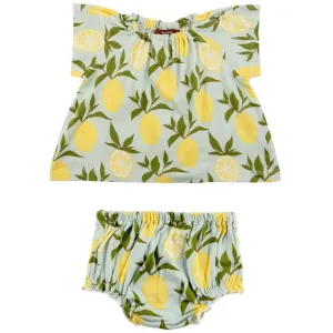 Milkbarn Cotton Lemon Print Dress w/ Bloomers