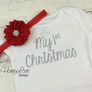 My 1st Christmas Bodysuit and Headband Set