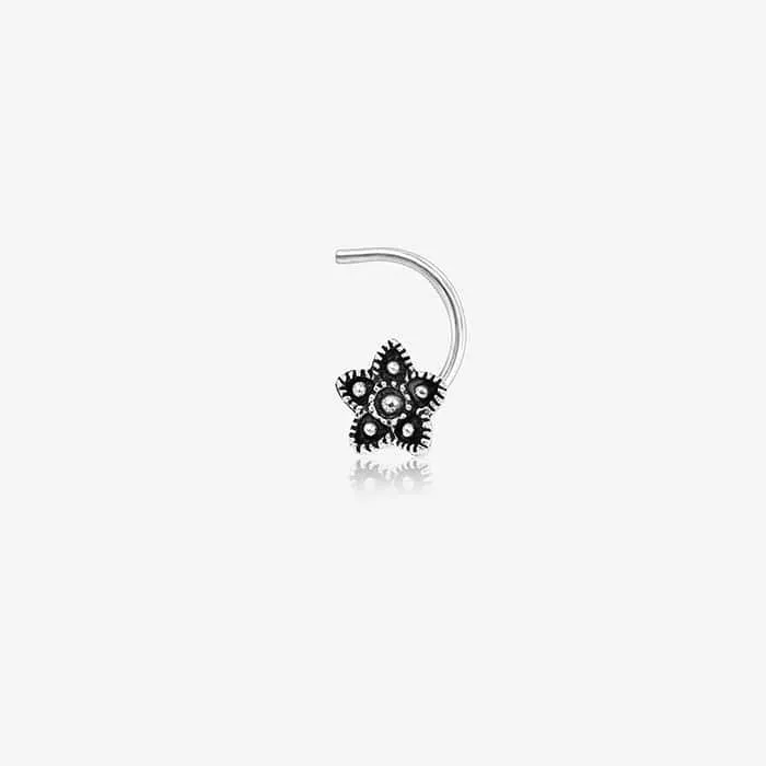 Oxidized Flower Nose Pin